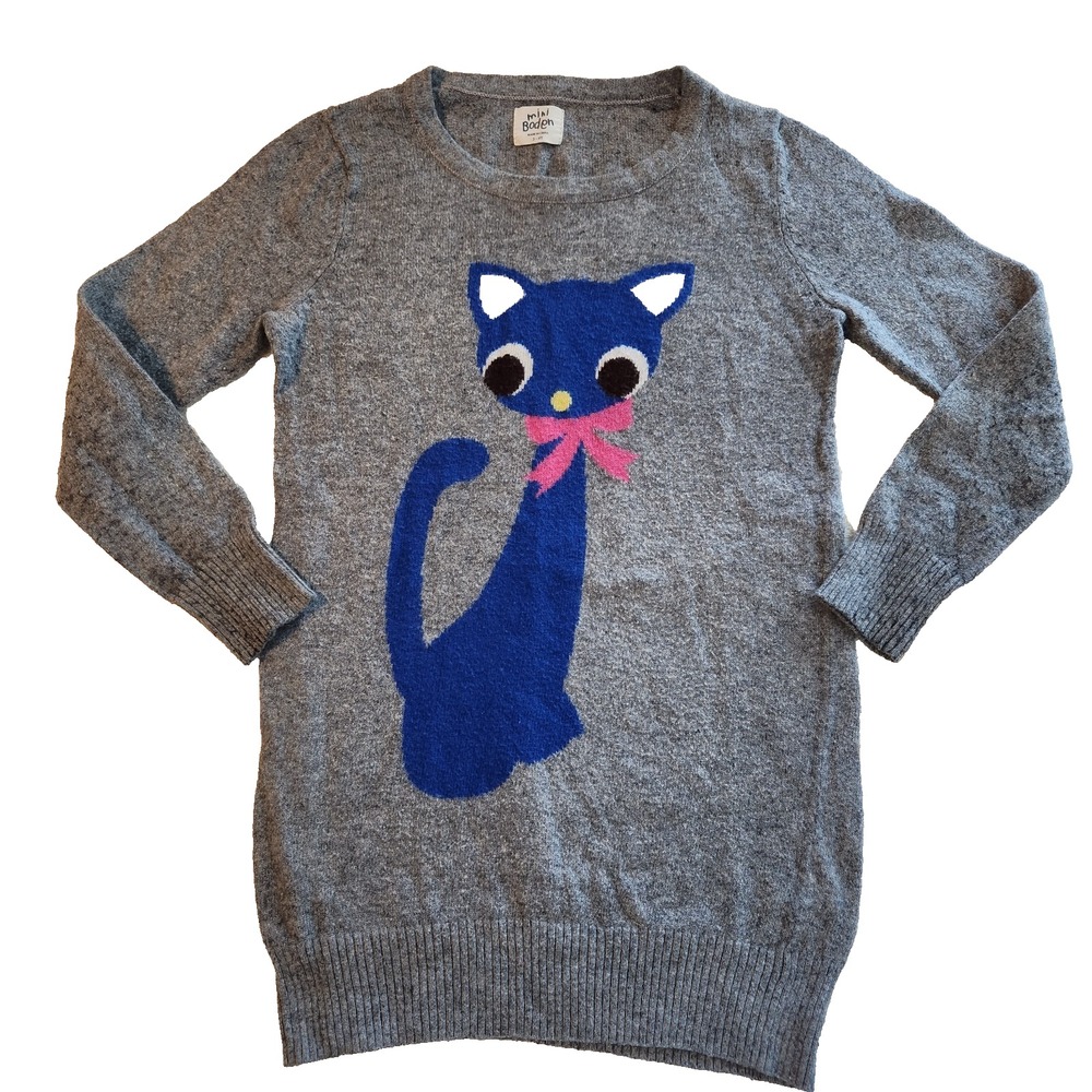 Mini Boden Cat‎ Gray Long Sleeve Sweater - Size: 3-4 Y